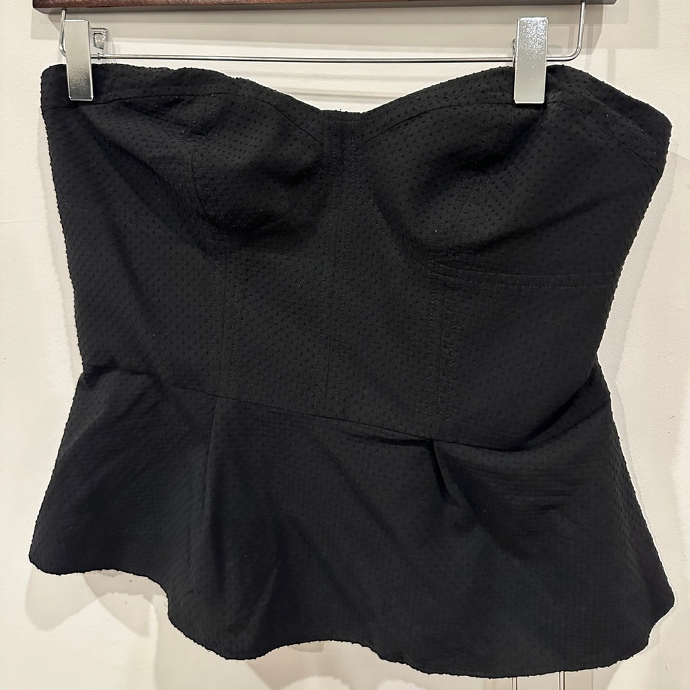 Express Black Strapless Peplum Top